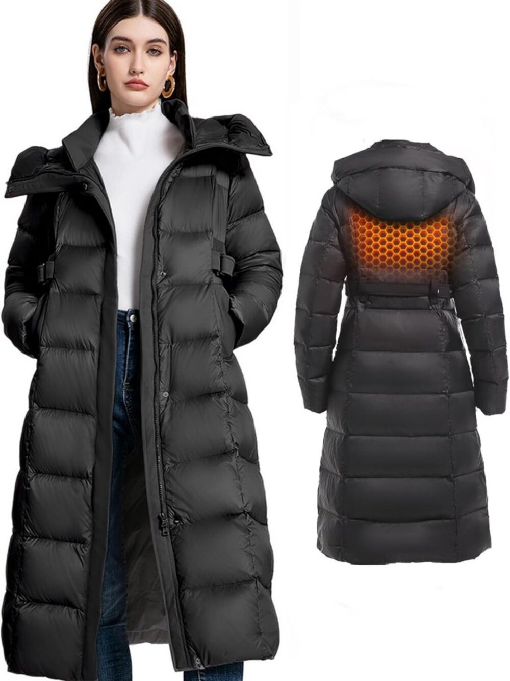 Cozy Women's Full Length 800 Fill Duck Down Winter Coat - Warm & Stylish